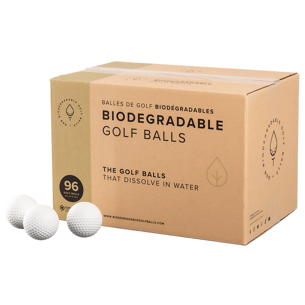 A 96 pack of biodegradable golf balls. Great size for spending the afternoon hitting golf balls into water.