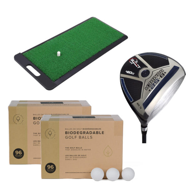 Are you looking to have a great time with a friend? Never golfed before but looking to hit bio balls into the ocean? This is the splash start bundle that will get you going no problem!