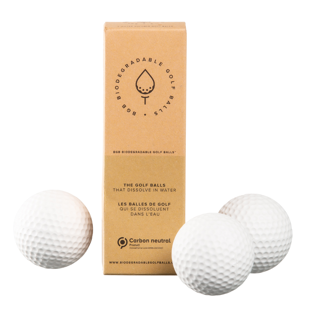 3 water soluble golf balls, perfect for trying out biodegradable golf balls.