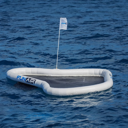 Yacht Golf by FunAir is designed to be used with our BGB Biodegradable Golf Balls! Setup a target from your yacht and hit water dissolving golf balls into them!